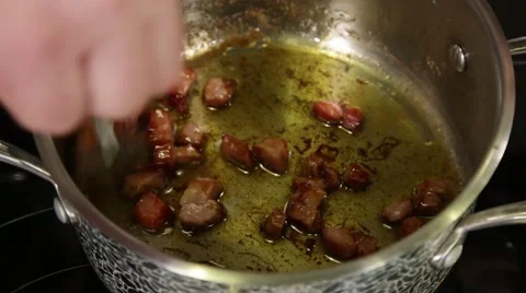 Frying meat bacon Video stock 49783588