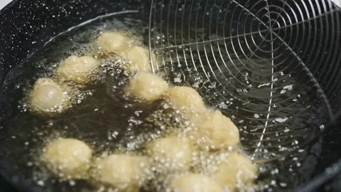 Frying meat ball slowmotion 4kV1-0009 DSCF0831 Stock Footage 247827645
