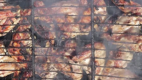 Frying meat on the coals Vídeos de archivo 73787698