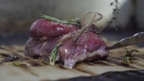 Frying meat, filet mignon Stock Footage