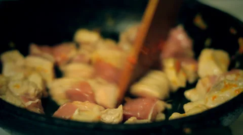 The frying meat Stock Footage 35163009
