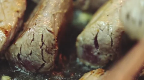 Frying Meat Stock Footage 47699318
