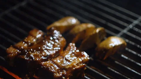 Frying meat on glie 7 Stock Footage 108468882