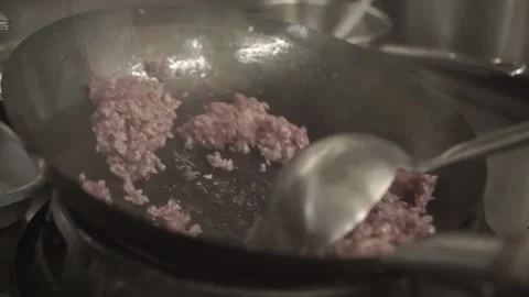 Frying Meat, Pan, Food, Kitchen, Thai Food, B-Roll, Close-up, Chili, Delicious Stock Footage 144071670
