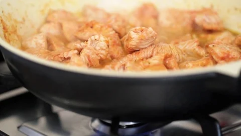 Frying meat with spices Stock Footage 78767246