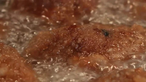 Frying meatballs in hot oil homemade cooking 03 Stock Footage