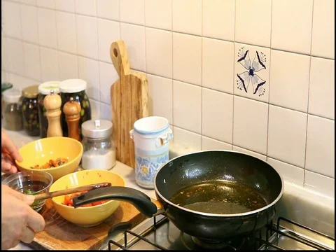 Frying Mussels Stock Footage 84945492