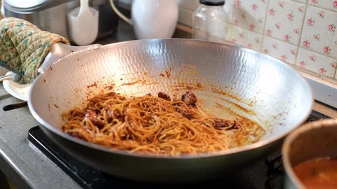 Frying Noodles Stock Footage 103759539