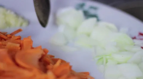 Frying onions Stock Footage 35220881