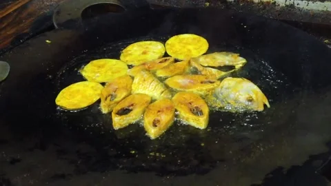 Frying Padma Ilish Fish at Mawa Ghat Bangladesh Stock Footage 174603560