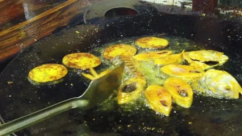 Frying Padma Ilish Fish at Mawa Ghat Bangladesh Stock Footage 174603579