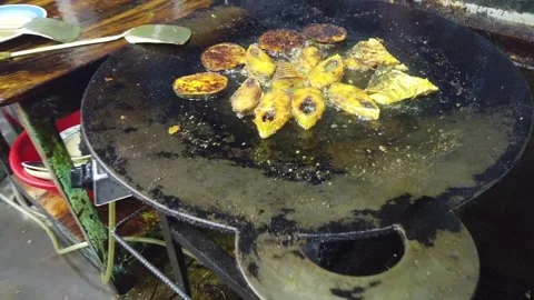 Frying Padma Ilish Fish at Mawa Ghat Bangladesh Stock Footage 174609846