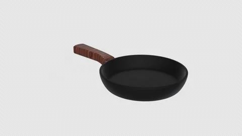 Frying Pan 3D Rotating on a Transparent Background. Seamless Loop. 4K Stock Footage 286035193
