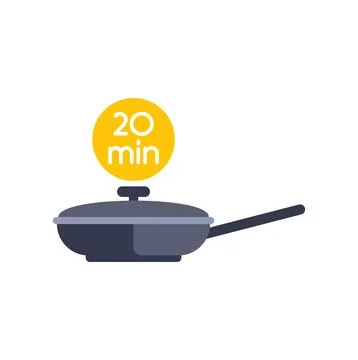 Frying pan and cooking time with 20 minute timer Illustrazione stock