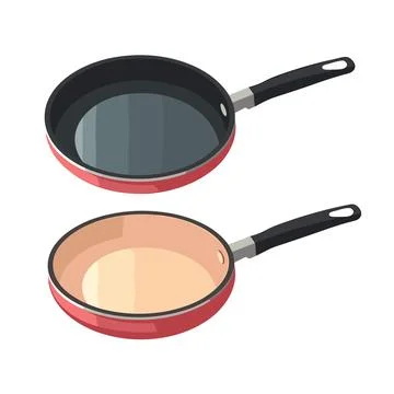 Frying pan and frying pan isolated on white background. Flat style vector illust Illustrazione stock