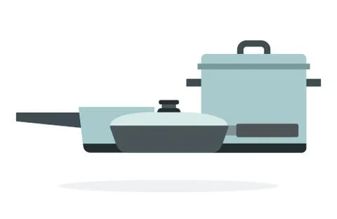 Frying pan and saucepan vector flat isolated Stock Illustration