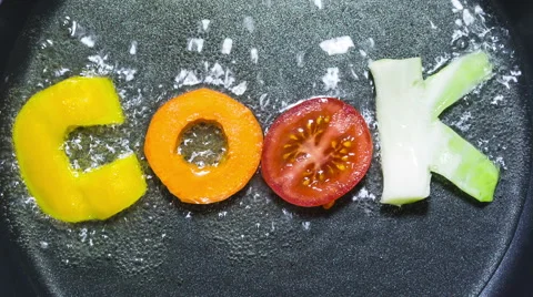 In A Frying Pan In Boiling Oil Fried Cook Word 3 Stock Footage 61871936