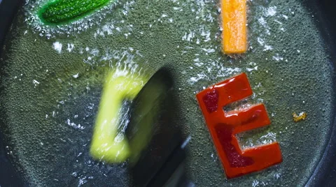 In A Frying Pan In Boiling Oil Fried Diet Word 4 Stock Footage 61873557