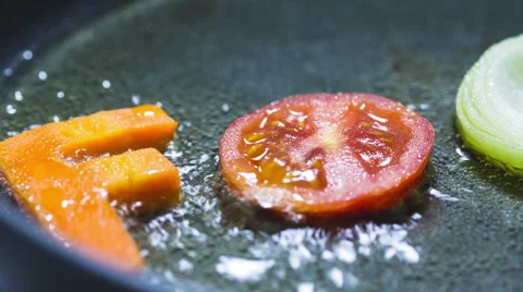 In A Frying Pan In Boiling Oil Fried Food Word 2 Stock Footage 61874009