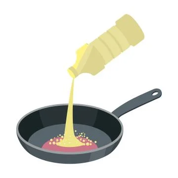 Frying pan with butter isolated. Kitchen utensils for cooking food Ilustração Stock