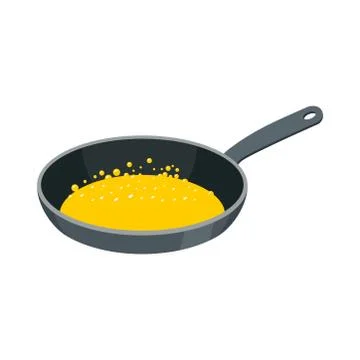 Frying pan with butter isolated. Kitchen utensils for cooking food Ilustração Stock