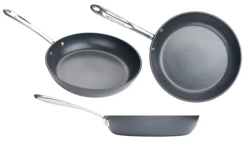 Frying pan. Ceramic nonstick pan with stainless steel handle Stock Photos
