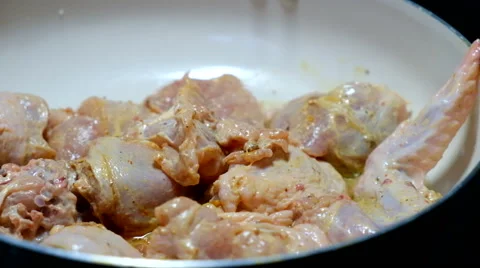 Frying pan chicken Stock Footage 62983767