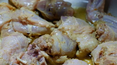 Frying pan chicken Stock Footage 63022394