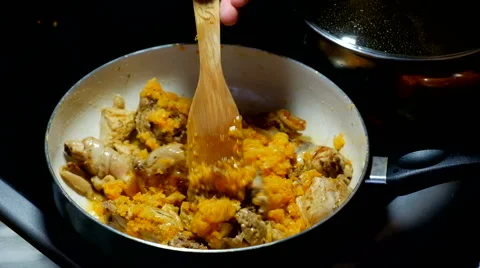 Frying pan chicken Stock Footage 63022443