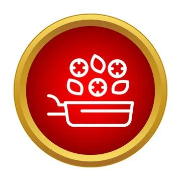 Frying pan cooking vegetables flat icon design Stock Illustration