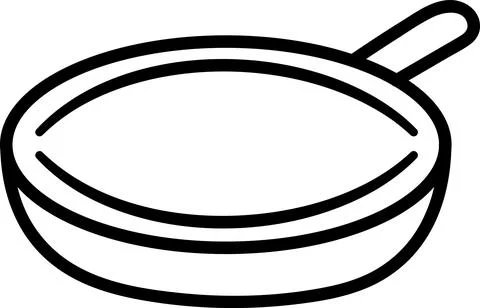 Frying pan cookware with handle for kitchen cooking Stock Illustration