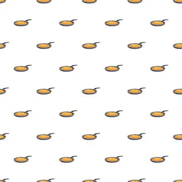Frying pan with egg seamless pattern cooking breakfast Stock Illustration