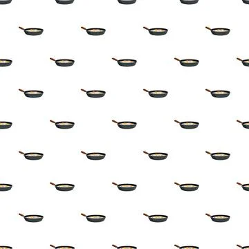 Frying pan with egg seamless pattern cooking background Stock Illustration