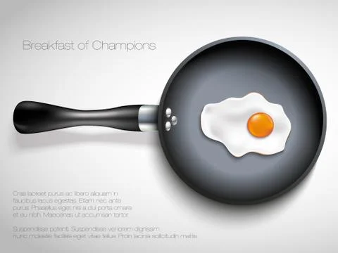 Frying pan with egg. vector illustration Stock Illustration