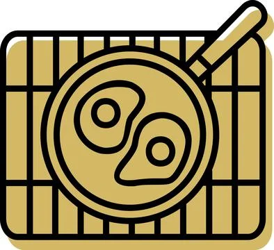 Frying pan with eggs on grill Stock Illustration