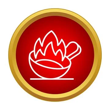 Frying pan fire cooking icon symbol Stock Illustration