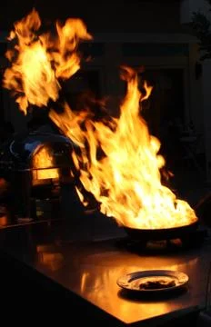 Frying pan with fire Stock Photos