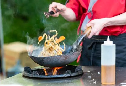 Frying pan on fire. 스톡 사진