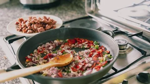 Frying pan on the fire Stock Photos