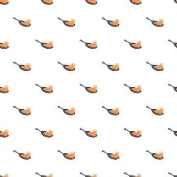 Frying pan with flames cooking seamless pattern Stock Illustration