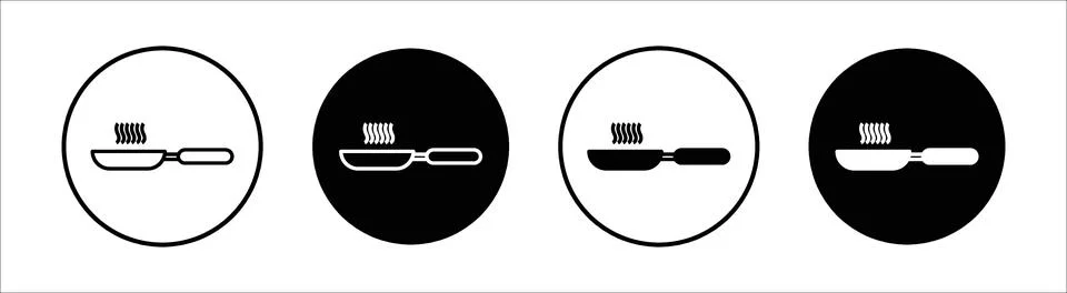 Frying pan flat line icon set. Frying pan Thin line illustration vector Illustrazione stock