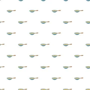 Frying pan with food seamless pattern cooking background Stock Illustration