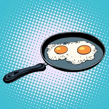 Frying pan with fried eggs finished dish Stock Illustration