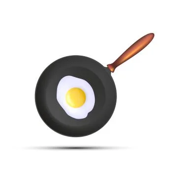 Frying pan with fried eggs. Stock Illustration