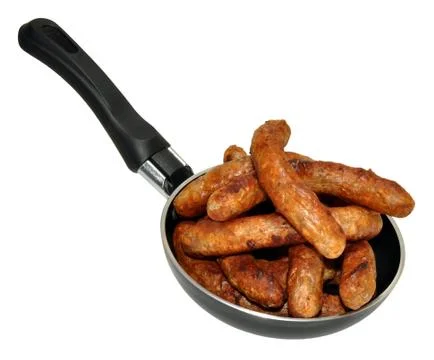 Frying Pan Full Of Sausages Stock Photos