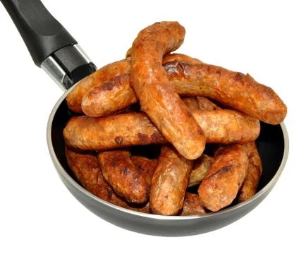 Frying Pan Full Of Sausages Stock Photos