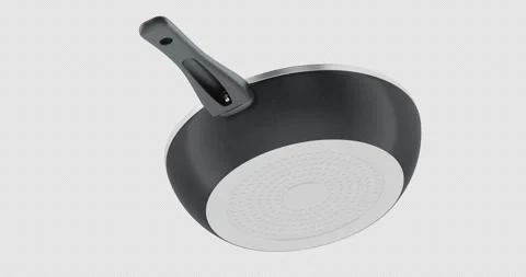 Frying Pan with Glass Lid rotation animation seamlessly loopable. 3D render.. Stock Footage 325041759