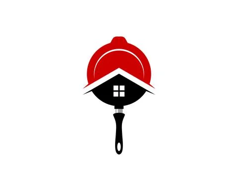 Frying pan with house inside Stock Illustration