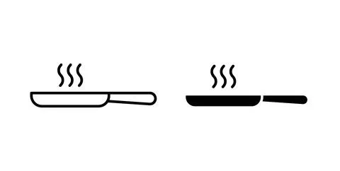 Frying pan icon in black and white. vector icon pack for websites Illustrazione stock