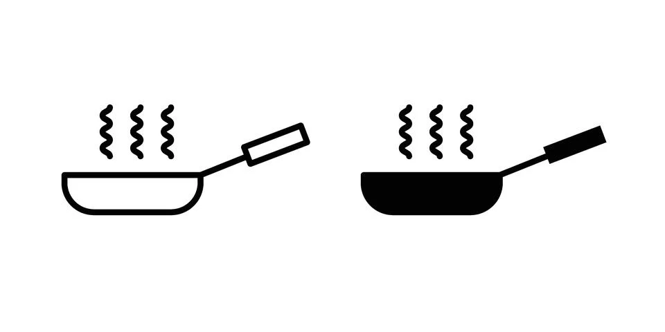 Frying pan icon black vector isolated on white Illustrazione stock